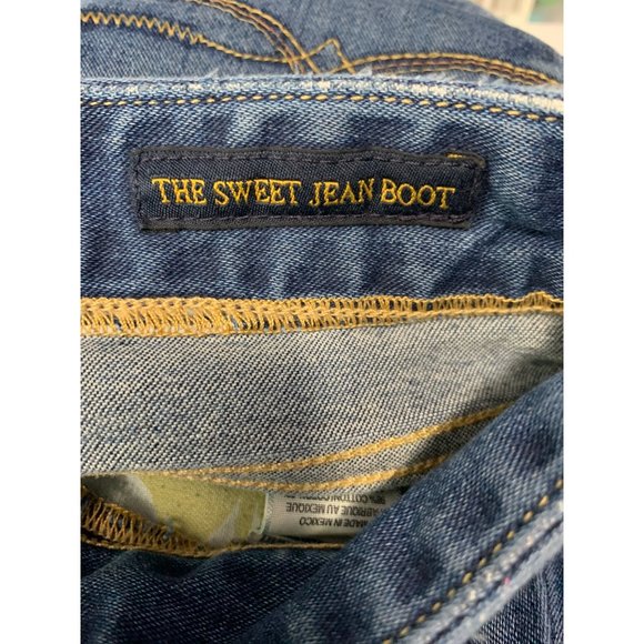 Lucky Brand Womans 12/31 The Sweet Jean Boot Ankle Patched Distressed Blue Cotto - Picture 8 of 12